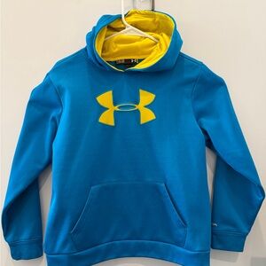 Under Armour Youth Hoodie Blue Yellow Storm Pullover Sweatshirt Logo Boys Girls
